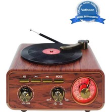 Store Nostaljik Tasarım Plak Çalar Görünümlü Radyolu Bluetooth Hoparlör Retro Müzik Plak