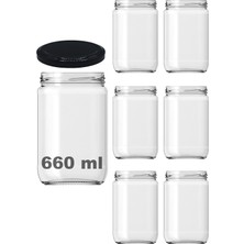Store 660 ml Şeffaf Cam Kavanoz 660 cc Konserve Metal Kapaklı Cam Kavanoz 6 Adet (Şeffaf, 660 Cc)