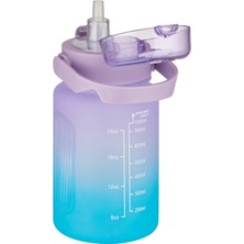 Store 1000 ml Pipetli/pipetsiz Kullanım Çift Renk Softtouch Motivasyon Matarası Sticker Hediyeli