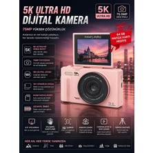 Store 5k 75MP Hd Dijital Kamera 18X Dijital Zoom, Flaşlı,3.0 Inç Ekranlı Vlog ve Fotoğraf Makinesi