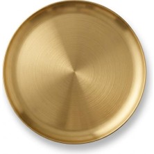 Store 30 cm Yuvarlak Altın Renk Metal Servis Tepsisi, Dekoratif Sunum Tepsisi, Kahve ve Içecek Servisi Için Şık Gold Tepsi