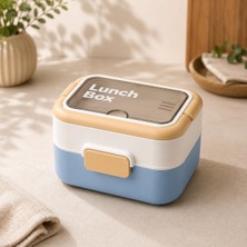 Store 2 Katlı Lunch Box, 304 Paslanmaz Çelik Bölmeli Beslenme Kutusu,mavi