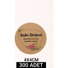 Woisco Kadın Girişimci Çıkartma Etiket (Kraft 4X4CM 300 Adet) Paketleme Ambalaj Kargo Ürün Etiketi T.no:12