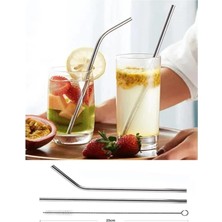 Store Paslanmaz Çelik Pipet Seti, 2 Adet 21 cm Pipet ve Temizleme Fırçası Çevre Dostu, Gümüş, Ev Restoran Kullanımı Için