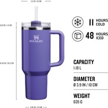 Store Quencher H2.0 Flowstate Pipetli Termos Bardak 1.18 Litre - Parlak Mor (Dahlia Shimmer) | Paslanmaz Çelik