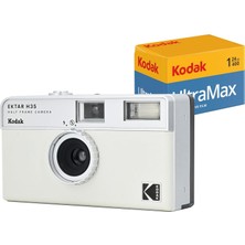 Store Kodak Ektar H35 Yarım Çerçeve Film Kamera (Off-Beyaz) Kodak Ultramax 400/24EXP 35MM Rulo Film ile Paket