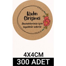 Woisco Kadın Girişimci Çıkartma Etiket (Kraft 4X4CM 300 Adet) Paketleme Ambalaj Kargo Ürün Etiketi T.no:11