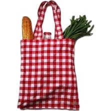 Store Kırmızı Kareli Kumaş Çanta