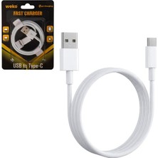 Store Weko WK-29908 Beyaz 1 Metre USB To Type-C Şarj - Data Aktarım Kablosu