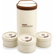 Store Isı Yalıtımlı Yemek Termosu ve Lunch Box Çantası, Vidalı Kapaklı Pp Dış Gövde ve Metal Iç Hazneli Taşınabilir Yemek Kabı Seti (3 Parça)