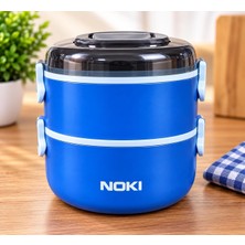Store Nokı Lunch Box T-0134 500+700 ml Paslanmaz Çelik Yemek Kabı – Kaşıklı, Özel Saplı, Sızdırmaz, 2 Katlı (Lacivert)