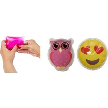 Orevio Kalp Emojili Pembe Baykuş Cep Sobası, El Isıtıcı, 2 Adet Sıcak Su Torbası, Pvc, 9 cm