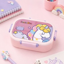 Store 2 Bölmeli 304 Paslanmaz Çelik Çocuk Beslenme Kabı, Kilitli Lunch Box,pembe