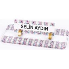 Orevio Etnik Desenli Kristal Masa Isimliği Ofis Isimlik Ofis Kadınlara Hediye Masa Üstü Cam Büro Isimlik