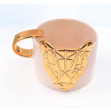 Store 24 Ayar Altın Işlemeli Kedi Kabartmalı El Yapımı Mug 220 ml
