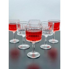 Store 6 Kişilik Cam Ayaklı Pinterest Model Çizgili Kahve Yanı Bardağı Bardak 50ML