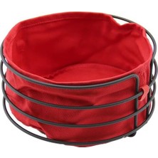 Store SAYE-4086 Yuvarlak Siyah Metal Kırmızı Bezli Ekmek Sepeti, CHRMK12245