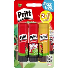 Orevio Stick Yapıştırıcı, 2+1 Simli ve Güvenli El Işi Yapıştırıcısı, Hızlı ve Pratik Yapıştıran Okul ve Ofis Malzemesi, 2X22G+1X20G Stick Yapıştırıcı Sari