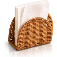 Store El Örgüsü Rattan Peçetelik Ahşap Görünümlü Masa Peçete Düzenleyici
