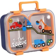 Store Bento 700ML Lunchbox Desenli Tek Katlı 2 Bölmeli Kulplu Sızdırmaz Paslanmaz Çelik Sefer Tası Çocuk Okul Yemek Kutusu Metal Kaşık ve Chopstick Hediyeli Bpa Yok - Lacivert