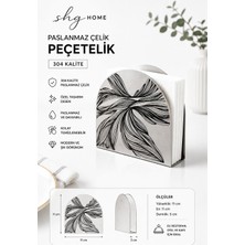 Store Siyah Renkli, Desenli Paslanmaz Çelik Peçetelik