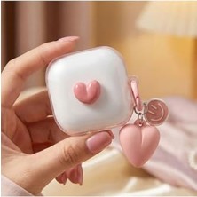 Orevio Samsung Galaxy Buds 4 Pro Kılıf Transparan Smiley Kalp Pembe