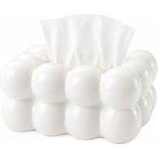 Store Iskandinav Tarz Bulut Şeklinde Dekoratif Peçetelik Modern Minimalist Masaüstü Peçete Kutusu Dayanıklı Kaymaz Tabanlı (Beyaz)