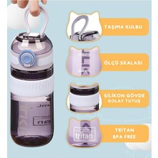 Store Tkk 550ML Kilitlenebilir Kapak Rahat Içim Taşıma Kulplu Tritan Spor Matara (Mor)