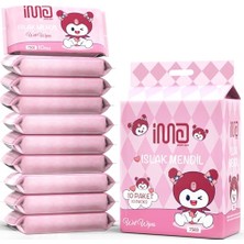 Orevio Cep Islak Mendil, Taşınabilir Kişisel Temizlik, 10 Mini Paket, Tüm Yaş Grupları (Pembe)