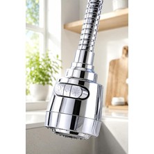 Store Tasarruflu Oynar Başlıklı Mutfak Musluk Başlığı Tazyikli Spiral Eviye Batarya Ucu Universal Hareketli Musluk Aparatı (Krom Hortumlu 2 Kademeli)