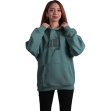 To Cosmos Unisex Oversize Hoodie Mikrofon Mint Yeşili, Xl