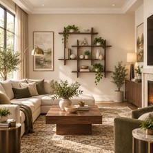 Woodwera Modern Ahşap Duvar Rafı, Masif Çam Raf, Dekoratif Kitaplık, Bitki Rafı, Salon Duvar Dekoru