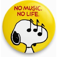 Orevio Snoopy No Music No Life Yazılı Rozet