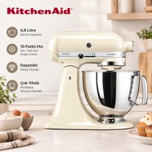 Kitchenaid Artisan 4,8 L Stand Mikser, 300 W Güçlü, 10 Hız Ayarı, Paslanmaz Çelik Kase,hamur Çengeli, Tel ve Düz Çırpıcı, Almond Cream Mutfak Mikseri