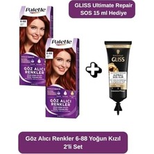 Orevio Yoğun Kızıl 6-88 Renkli Saç Boyası 2'li Set, Ultimate Repair Sos 15 ml Hediye