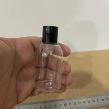 Orevio 10 Adet 50 cc Şeffaf Pet Şişe, Siyah Sızdırmaz Kapaklı, 50 ml