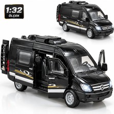 Fidan Oyuncak Işıklı Sesli Metal Oyuncak Karavan 1:32 Tüm Kapıları Açılan Diecast Model Minibüs