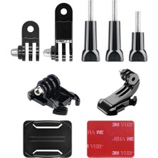 Gplus BS09KVJH 9 Parça Oval Zemin Kavisli Yüzey Vidalı J-Hook Hızlı Tak 3 Yollu Aksiyon Kamera Uyumlu 3m Yapışkanlı Motor Kask Bağlantı Seti