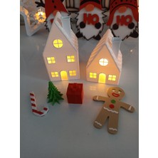 Yılbaşı Süsü Evleri ve Aksesuarları 6 Lı Set 2 Adet LED Mum Dahildir