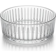 Orevio Sunum Kasesi; Pupa Model El Yapımı Üfleme Cam, Optikli (Çizgili) Dekoratif Salata, Meyve ve Meze Kasesi (14X6 Cm)