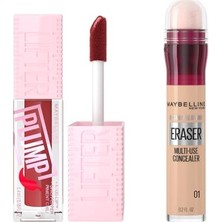 Orevio Lifter Plump Dudak Parlatıcısı 006 Hot Chili ve Instant Anti Age Eraser Kapatıcı 01 Light, 6.8 ml Makyaj Seti