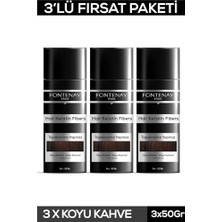 Orevio Saç Dolgunlaştırıcı Keratin Fiberleri, Koyu Kahve Topik Saç Tozu 50 G X3, Çok Renkli