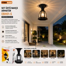 E27 - IP44 Siyah 60W Set Üstü Bahçe-Balkon Sokak Lambası - Armatür EBH01-S