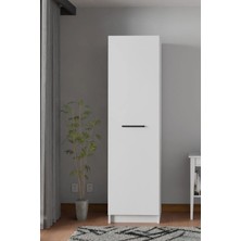 - Ladik - Beyaz Tek Kapaklı Gardırop 180-45-45 cm (Çift Yönlü Kapak)