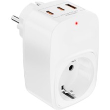 Orevio Akım Korumalı Priz, 1x Priz, 2x Type-C ve 1x USB Port, Beyaz