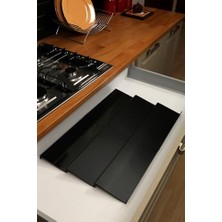 Orevio Düzenleyici, 6 Adet Çekmece Içi Baharatlık Stant Mutfak Dolap Içi Organizer (Siyah Renk) Z305 Tek Ebat