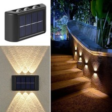 Sepetopia 6 Ledli Solar Güneş Enerjili Aplik Led, Dekoratif Duvar Monteli Gün Işığı LED BX40