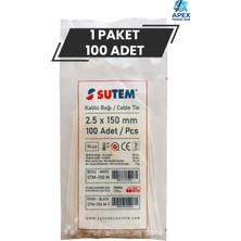 Sutem Beyaz Kablo Bağı Cırt Kelepçe 2.5 x 150 mm 500 Adet