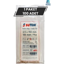 Sutem Beyaz Kablo Bağı Cırt Kelepçe 2.5 x 150 mm 100 Adet