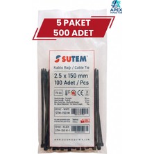 Sutem Siyah Kablo Bağı Cırt Kelepçe 2.5 x 150 mm 500 Adet
